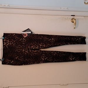 Iman Global Chic Animal Print Pants New with Tags Long Inseam size L